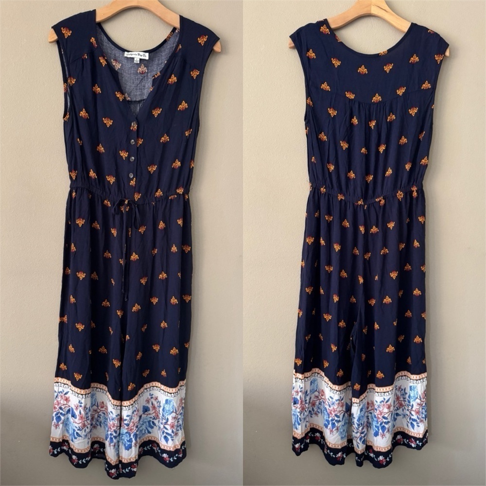 Navy Blue Sleeveless Wide Leg Jumpsuit Size L - Picture 8 of 8